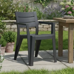 Sedie Da Esterno|Sedie > Dmora Set di 6 sedie da giardino impilabili - Boisbriand Bianco