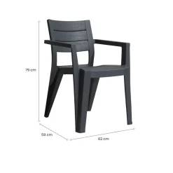 Set di 6 sedie da giardino impilabili antracite - Courtenay