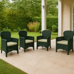 Sedie Da Esterno|Sedie > Dmora Set di 4 sedie da giardino in plastica antracite - Amilton Grigio Antracite