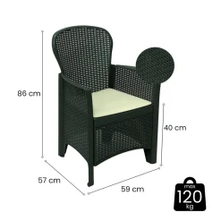 Sedie Da Esterno|Sedie > Dmora Set di 4 sedie da giardino in plastica antracite - Amilton Grigio Antracite