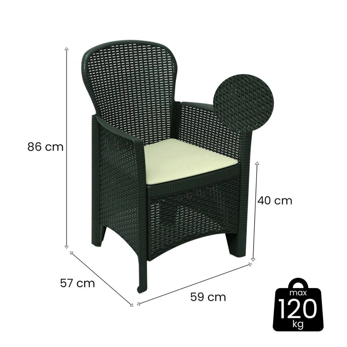 Sedie Da Esterno|Sedie > Dmora Set di 4 sedie da giardino in plastica antracite - Amilton Grigio Antracite