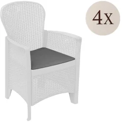 Set di 4 sedie da giardino in plastica bianco - Amilton