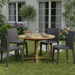 Sedie Da Esterno|Sedie > Dmora Set di 4 sedie da giardino moderne impilabili antracite - Ares Grigio Antracite