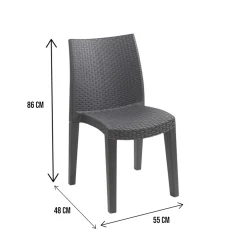 Sedie Da Esterno|Sedie > Dmora Set di 4 sedie da giardino moderne impilabili antracite - Ares Grigio Antracite