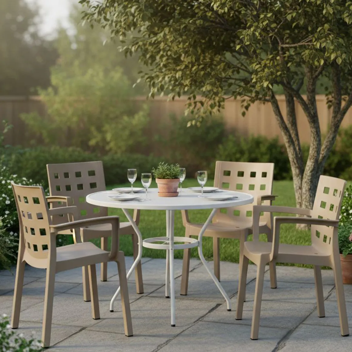 Set di 4 sedie da giardino resistenti tortora - Ambon