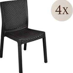 Sedie Da Esterno|Sedie > Dmora Set di 4 sedie da terrazza impilabili antracite - Bogor Grigio Antracite