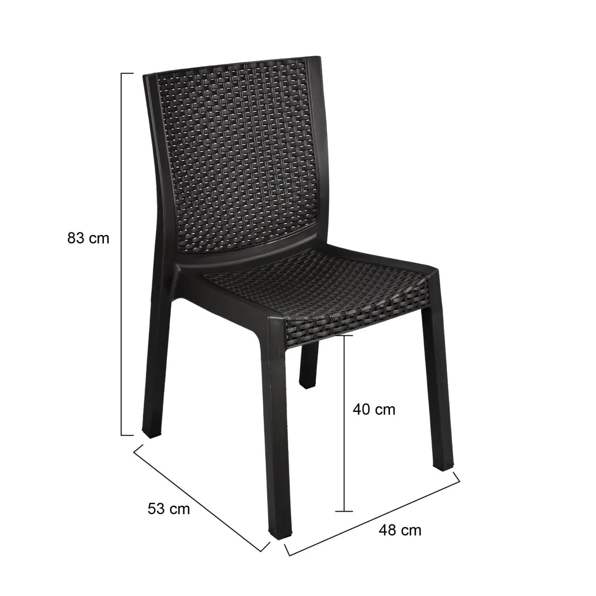 Sedie Da Esterno|Sedie > Dmora Set di 4 sedie da terrazza impilabili antracite - Bogor Grigio Antracite