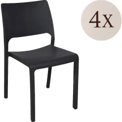 Set di 4 sedie da terrazzo impilabili antracite - Cereseto