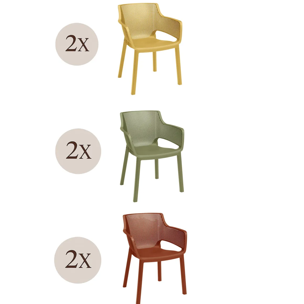 Set di 6 sedie da terrazzo impilabili multicolore - Boisbriand