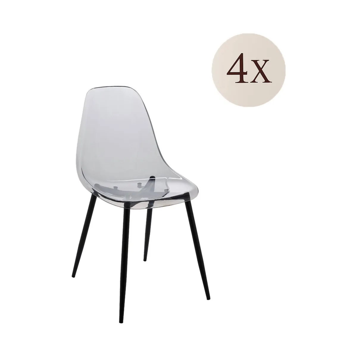 Cucina|Salotto > Dmora Set di 4 sedie design in plastica fume - Amstrong Grigio Fume