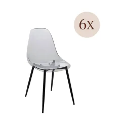 Sedie > Dmora Set di 6 sedie design in plastica fume - Amstrong Grigio Fume