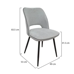 Sedie > Dmora Set di Sedie Grigio Chiaro Nero 4 Sedie Imbottito, Sfumatura Colore Struttura Chiaro - Staffolo Nero, Grigio Chiaro