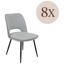 Set di Sedie Grigio Chiaro Nero 8 Sedie Imbottito, Sfumatura Colore Struttura Chiaro - Staffolo