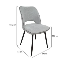 Set di Sedie Grigio Chiaro Nero 8 Sedie Imbottito, Sfumatura Colore Struttura Chiaro - Staffolo