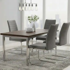 Sedie > Dmora Set di Sedie Grigio Grigio 8 Sedie Imbottito, Materiale Struttura in Tessuto - Quintano Grigio, Grigio