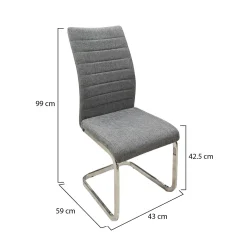Set di Sedie Grigio Grigio 4 Sedie Imbottito, Materiale Struttura in Tessuto - Quintano