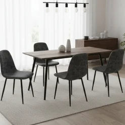 Set di Sedie Grigio Scuro Nero 4 Sedie Effetto Invecchiato, Imbottito - Ispani