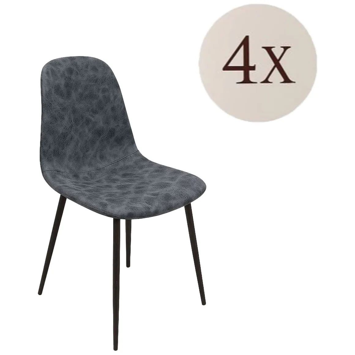 Sedie > Dmora Set di Sedie Grigio Scuro Nero 4 Sedie Effetto Velluto, Imbottito - Osasco Nero, Grigio Scuro