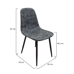Sedie > Dmora Set di Sedie Grigio Scuro Nero 4 Sedie Effetto Velluto, Imbottito - Osasco Nero, Grigio Scuro
