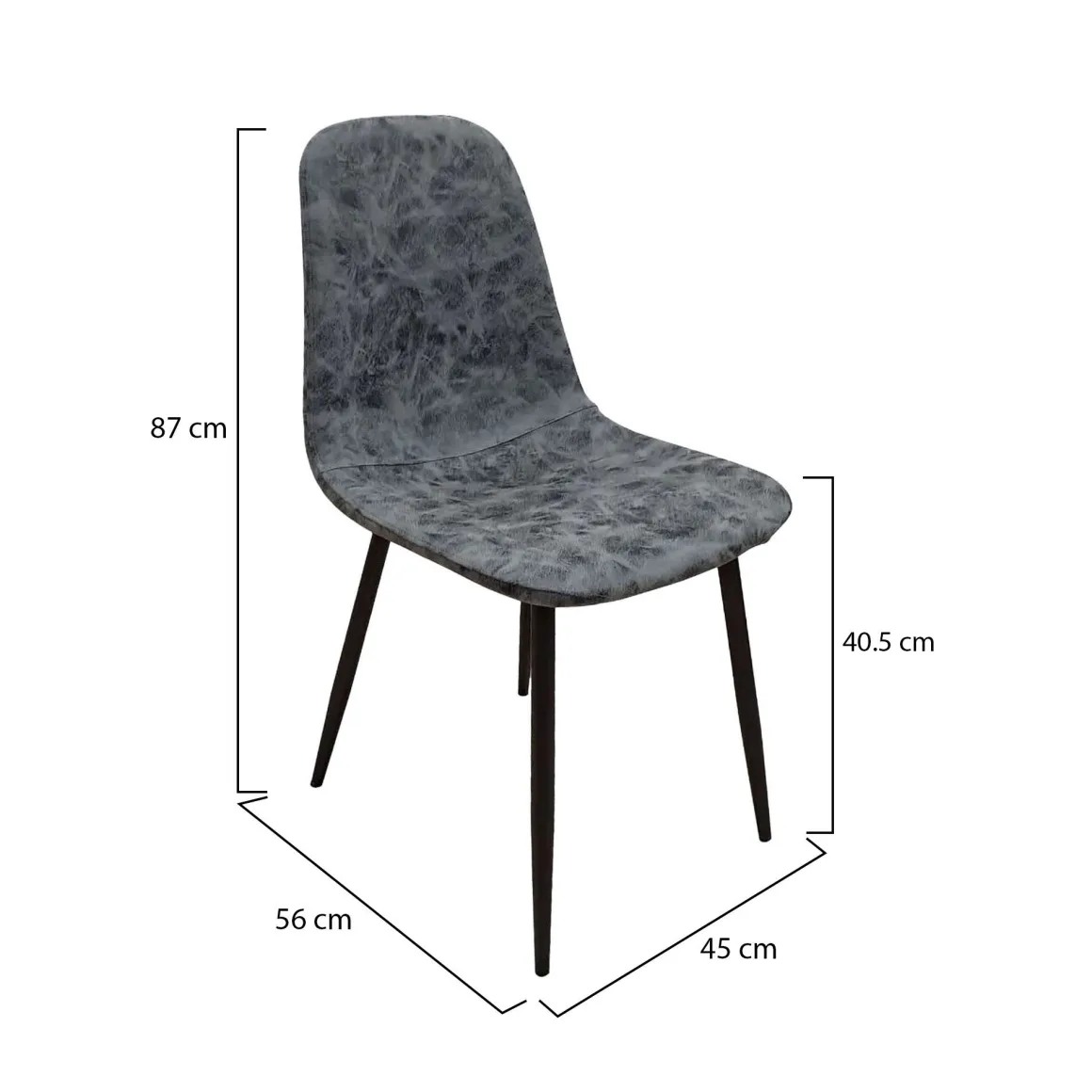 Sedie > Dmora Set di Sedie Grigio Scuro Nero 4 Sedie Effetto Velluto, Imbottito - Osasco Nero, Grigio Scuro