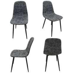 Set di Sedie Grigio Scuro Nero 4 Sedie Effetto Invecchiato, Imbottito - Ispani