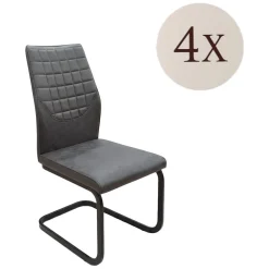Set di Sedie Grigio Scuro Nero 4 Sedie Effetto Velluto, Imbottito - Quintano