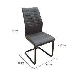 Set di Sedie Grigio Scuro Nero 4 Sedie Effetto Velluto, Imbottito - Quintano