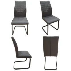 Set di Sedie Grigio Scuro Nero 4 Sedie Effetto Velluto, Imbottito - Quintano