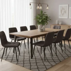 Set di Sedie Grigio Scuro Nero 8 Sedie Effetto Velluto, Imbottito - Osasco