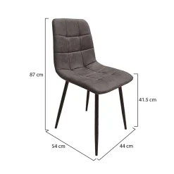 Sedie > Dmora Set di Sedie Grigio Scuro Nero 8 Sedie Effetto Velluto, Imbottito - Quintano Nero, Grigio Scuro