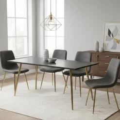 Set di Sedie Grigio Scuro oro 4 Sedie Effetto Velluto, Imbottito - Cabiate