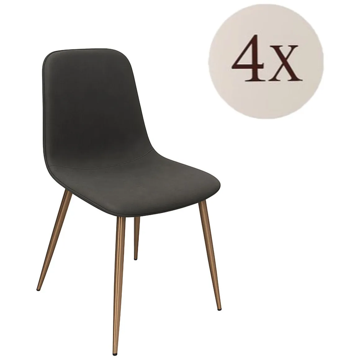 Set di Sedie Grigio Scuro oro 4 Sedie Effetto Velluto, Imbottito - Cabiate