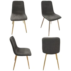 Set di Sedie Grigio Scuro oro 4 Sedie Effetto Velluto, Imbottito - Cabiate