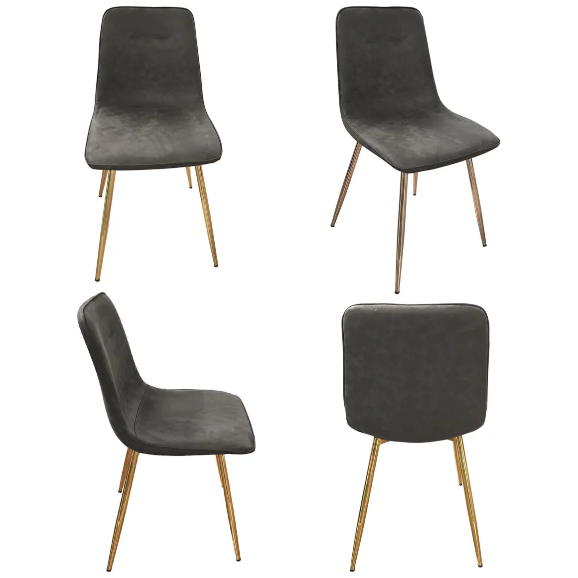 Set di Sedie Grigio Scuro oro 4 Sedie Effetto Velluto, Imbottito - Cabiate