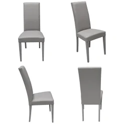 Set di Sedie Grigio 6 Sedie Imbottito, Effetto Laccato - Ferraris