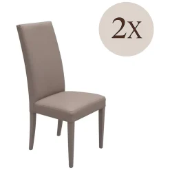 Set di Sedie Grigio Tortora 2 Sedie Imbottito, Effetto Laccato - Ferraris