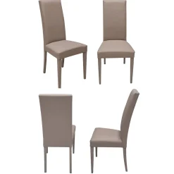 Set di Sedie Grigio Tortora 6 Sedie Imbottito, Effetto Laccato - Ferraris