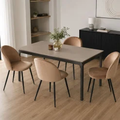 Set di 4 sedie imbottite eleganti in velluto beige - Achito