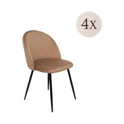 Set di 4 sedie imbottite eleganti in velluto beige - Achito