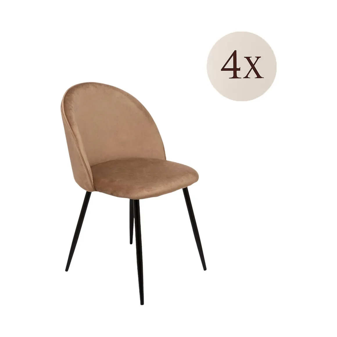 Set di 4 sedie imbottite eleganti in velluto beige - Achito