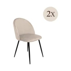 Sedie > Dmora Set di 2 sedie imbottite in velluto - Achito Grigio Chiaro