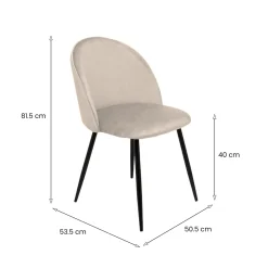 Sedie > Dmora Set di 2 sedie imbottite in velluto - Achito Grigio Chiaro