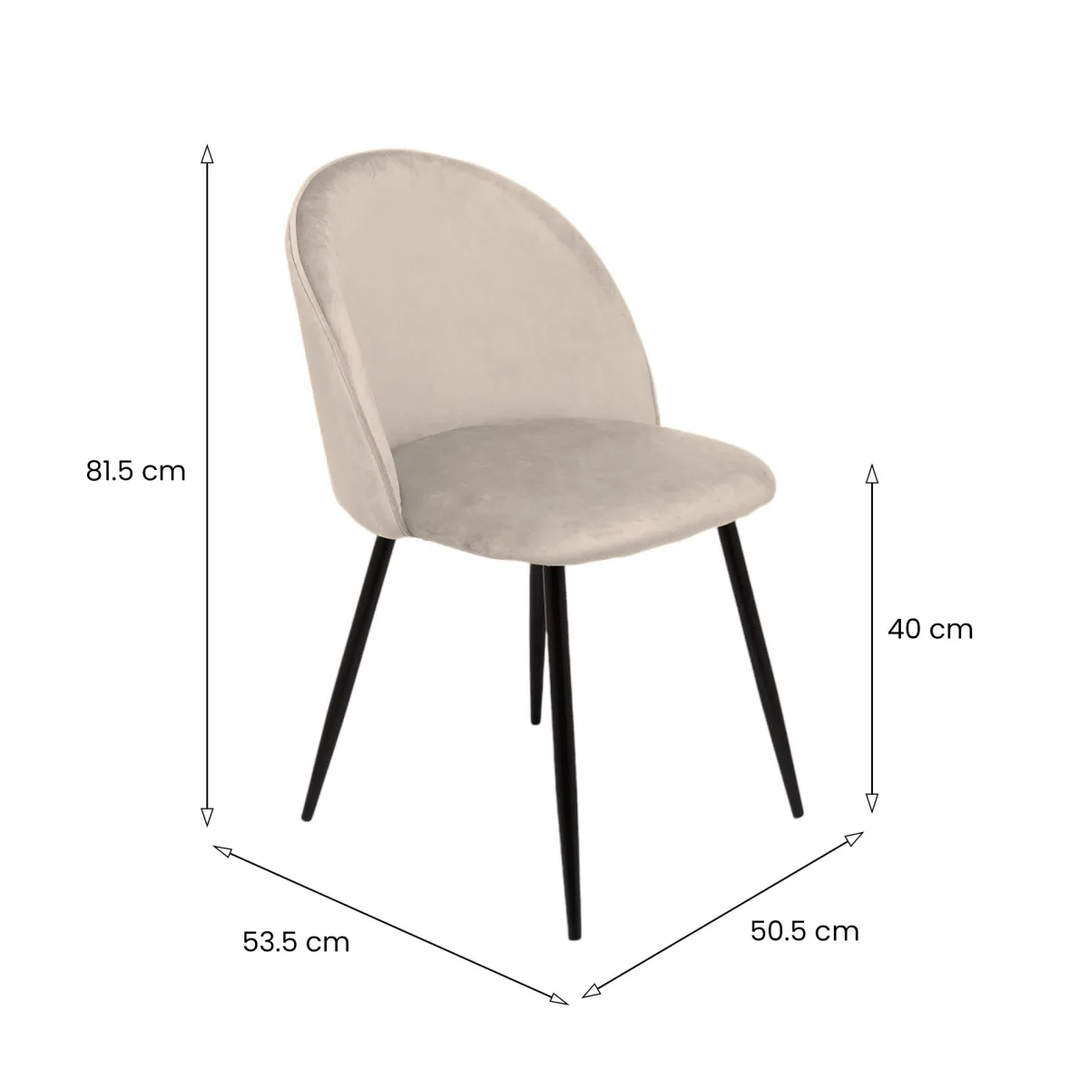 Sedie > Dmora Set di 2 sedie imbottite in velluto - Achito Grigio Chiaro