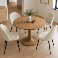 Sedie > Dmora Set di 4 sedie imbottite in velluto panna - Achito Bianco Panna