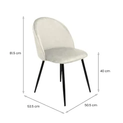 Sedie > Dmora Set di 4 sedie imbottite in velluto panna - Achito Bianco Panna