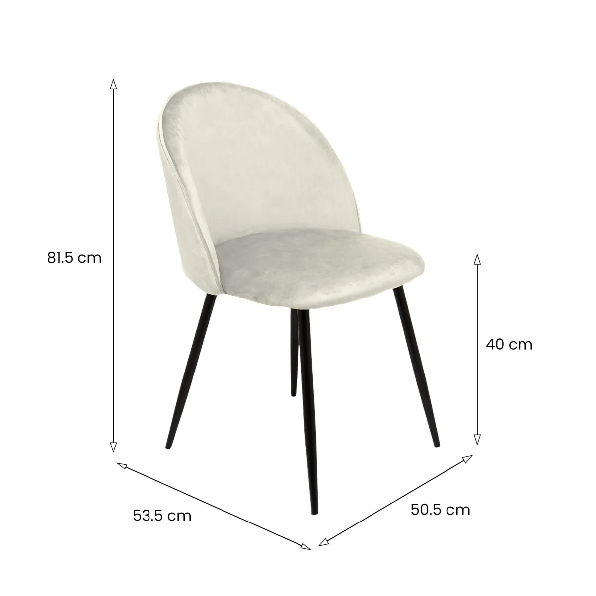 Sedie > Dmora Set di 4 sedie imbottite in velluto panna - Achito Bianco Panna