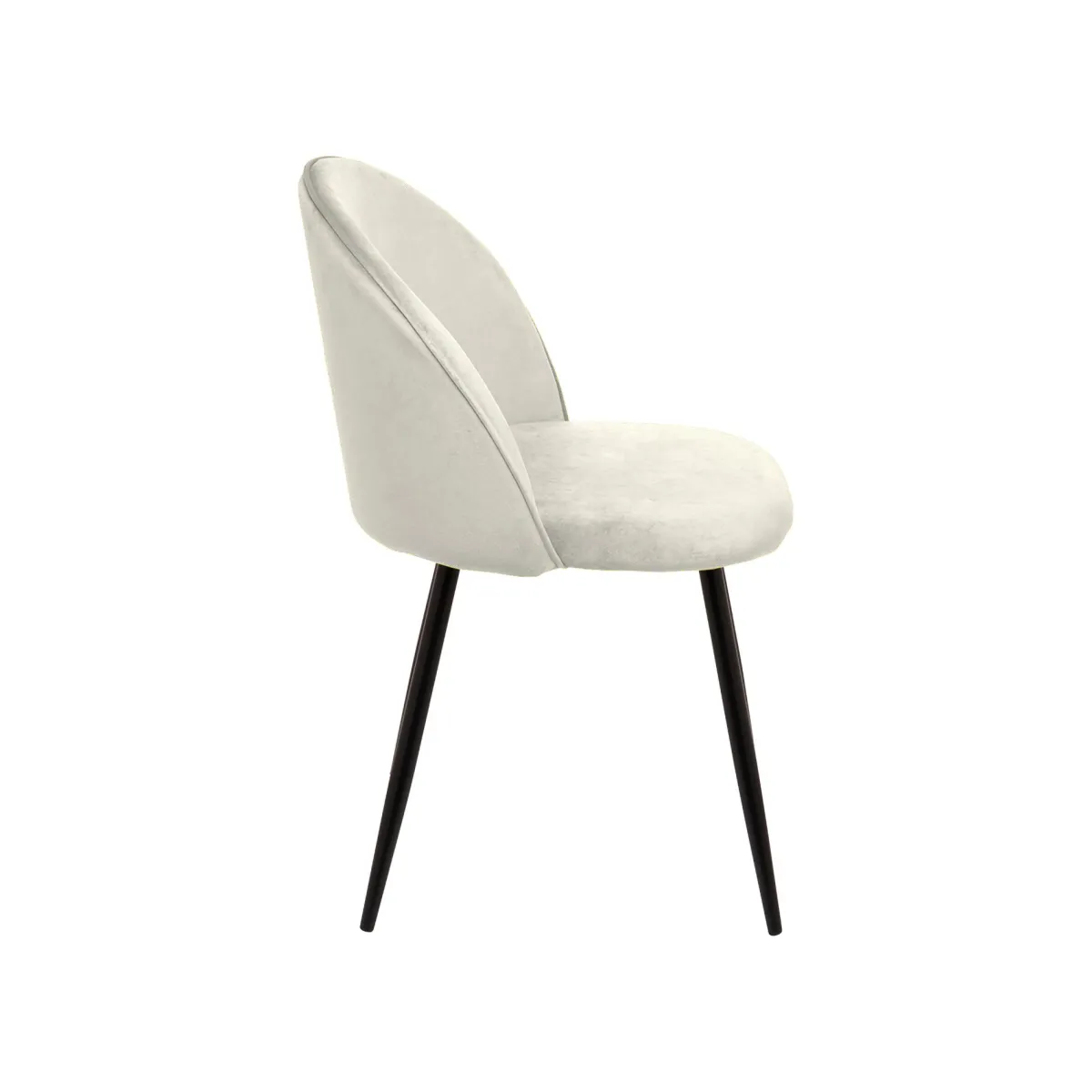 Sedie > Dmora Set di 4 sedie imbottite in velluto panna - Achito Bianco Panna
