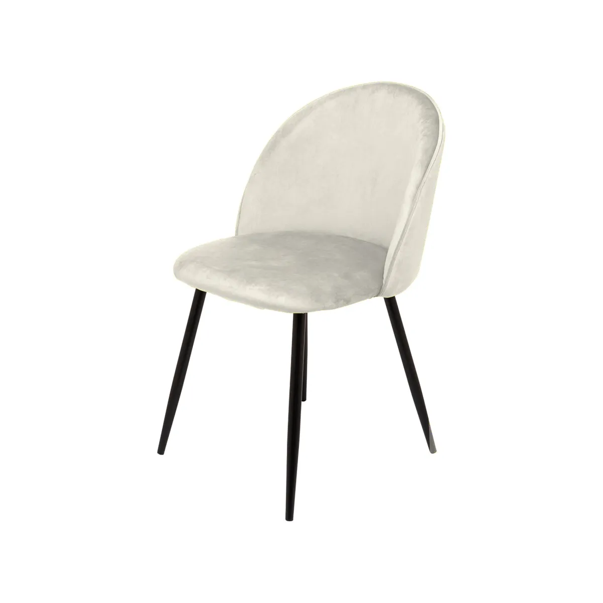 Sedie > Dmora Set di 4 sedie imbottite in velluto panna - Achito Bianco Panna