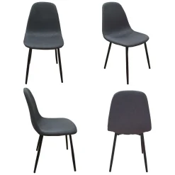 Set di Sedie Nero Antracite Nero 4 Sedie Imbottito, Sfumatura Colore Struttura Antracite - Zambrone