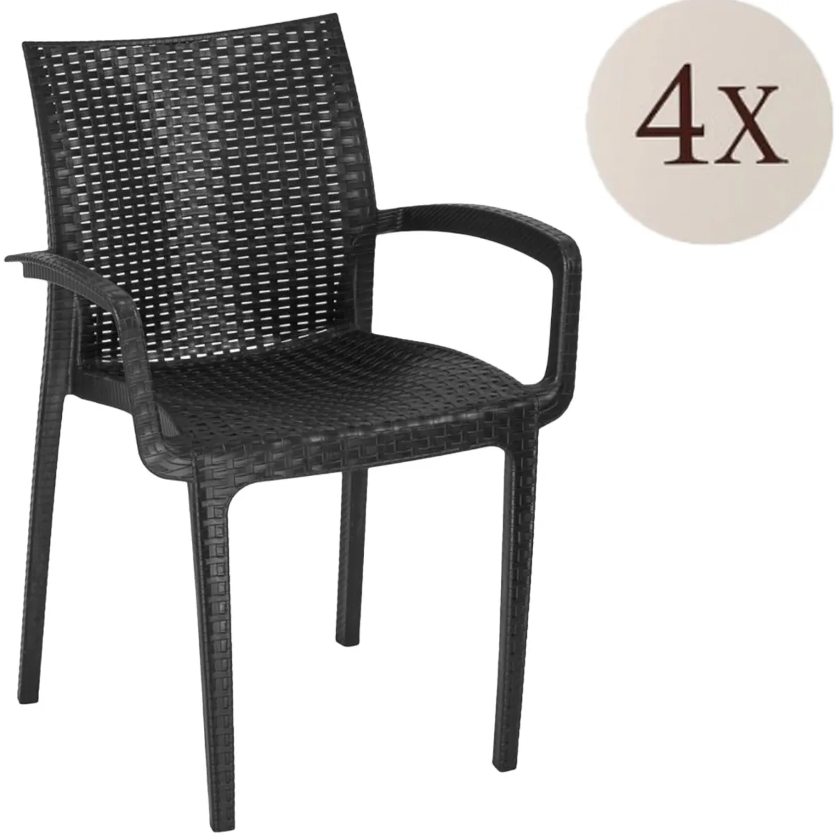 Sedie > Dmora Set di Sedie 4 Sedie Impilabile, Made in Italy - Buono Nero Antracite
